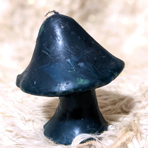 Vintage Unlit Dark Green Mushroom Candle